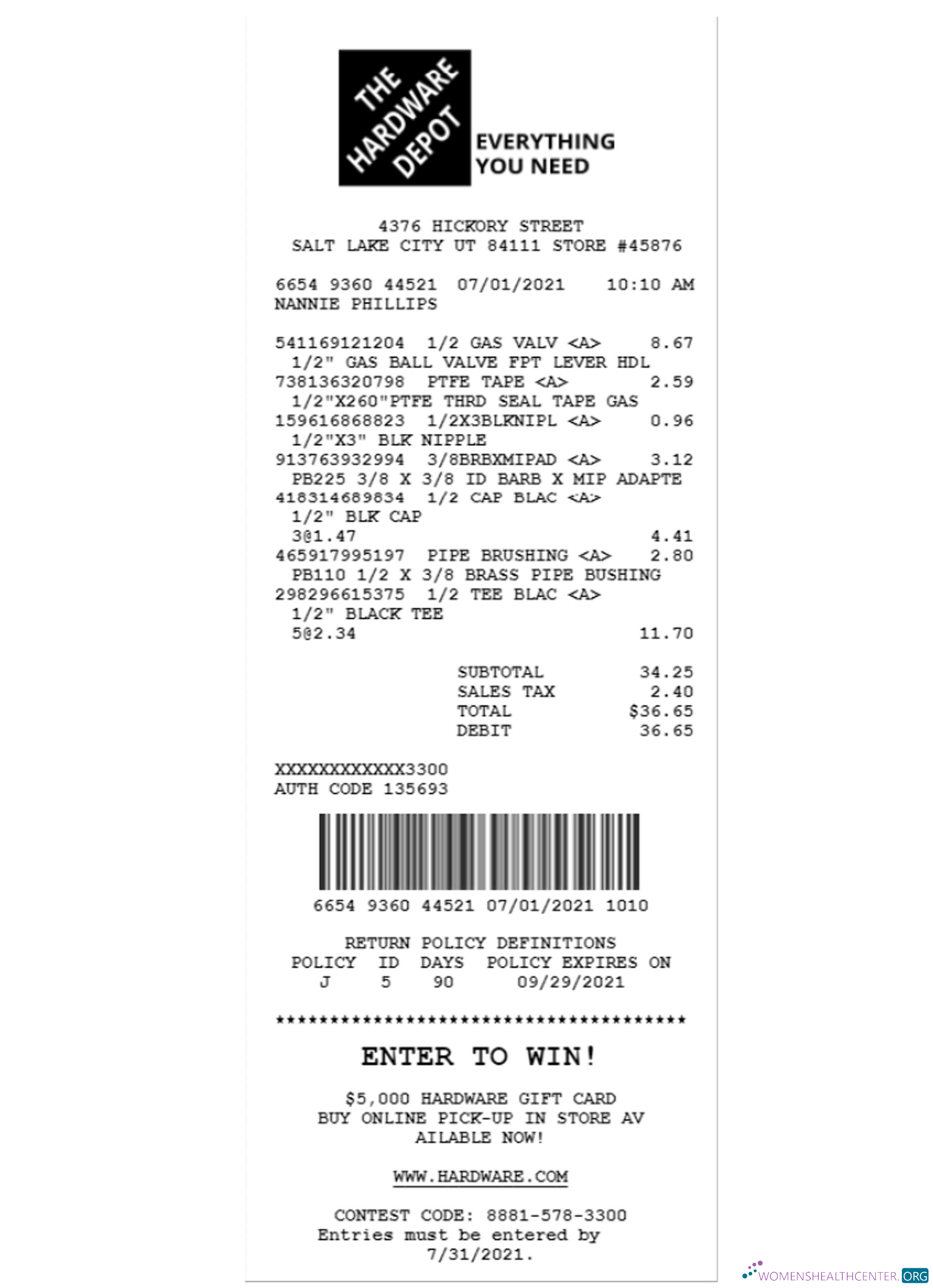 Download THE HARDWARE DEPOT receipt template Photoshop template
